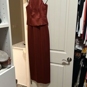 Long formal dress w/zip back and spaghetti straps.
